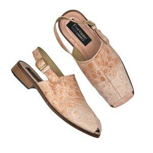 Fortune by Liberty Leather Peach Crocodile Embossed Buckle Dress Shoes